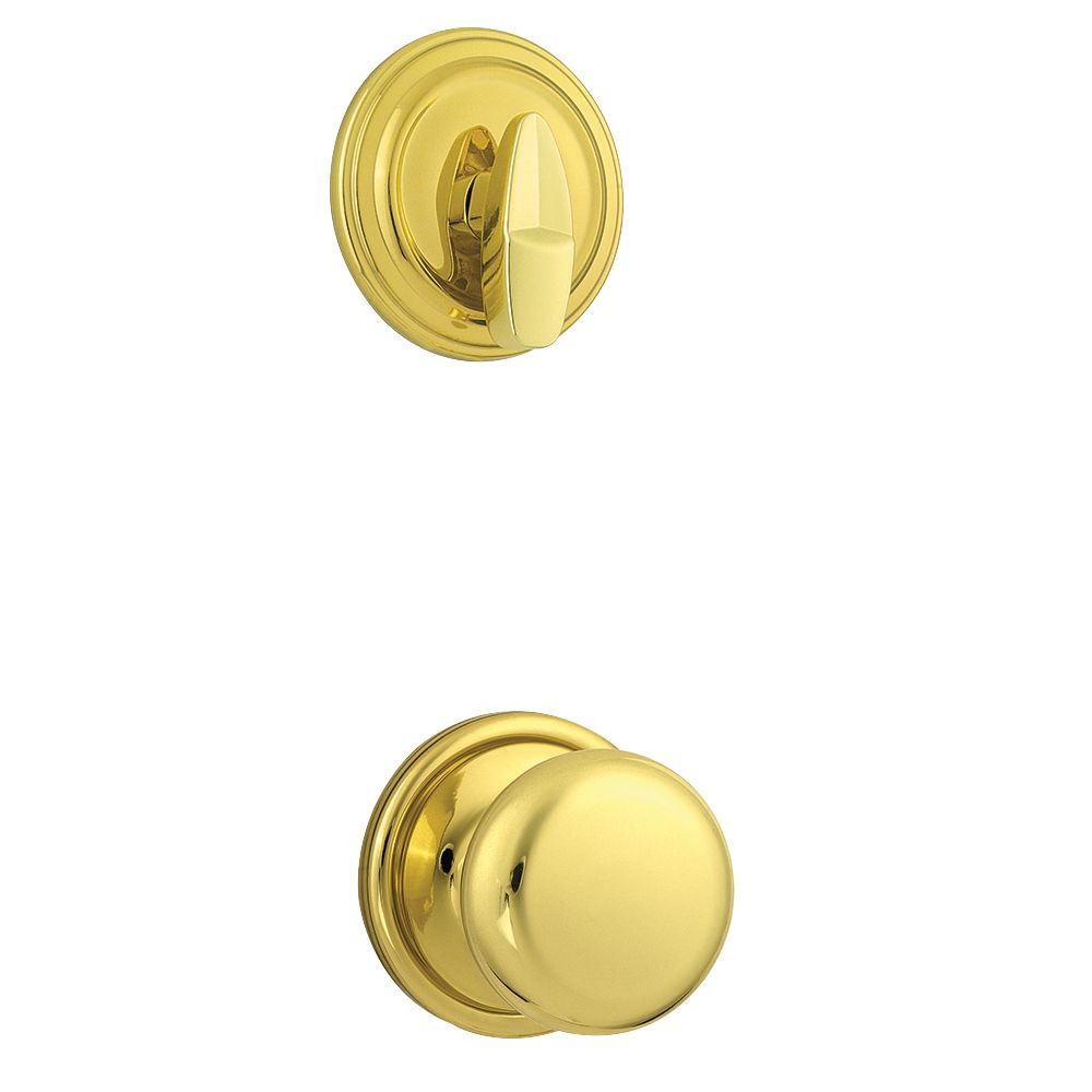 Kwikset 966H 3 UNIV Hancock Knob Interior Single Cylinder Handleset Trim – Bright Brass Finish