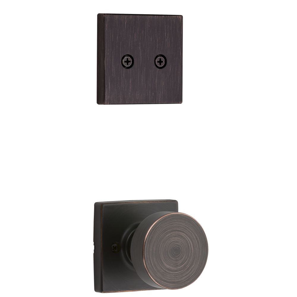 Kwikset 973PSKSQT-11P Pismo Dummy Interior Knob Trim, Square Rose, Venetian Bronze Finish