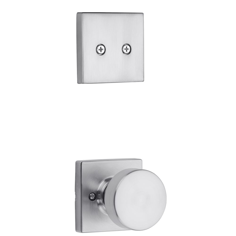 Kwikset 973PSKSQT-26D Pismo Dummy Interior Knob Trim, Square Rose, Satin Chrome Finish