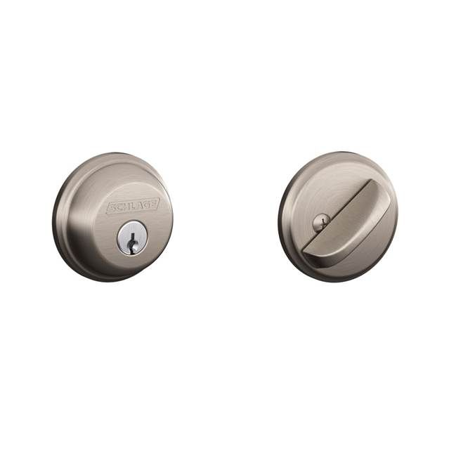 Schlage B60619 Single Cylinder Deadbolt C Keyway, Satin Nickel, 12287 Latch, 10116 Strike