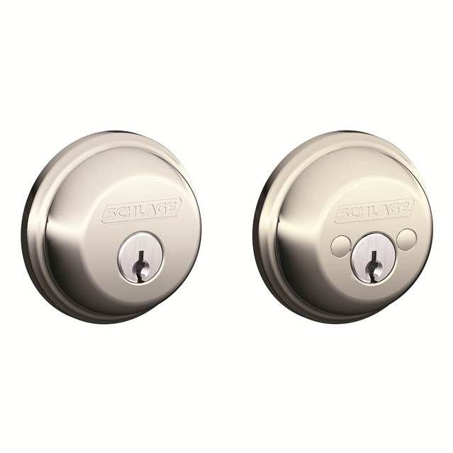 Schlage B62618 Double Cylinder Deadbolt C Keyway, 12287 Latch, 10116 Strike, Bright Nickel