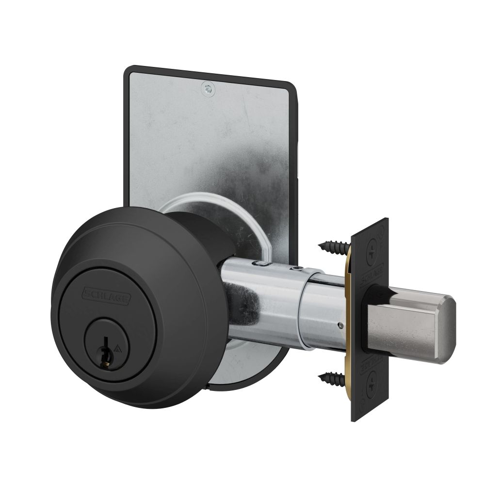 Schlage B660P622ISLOC Grade 1 Single Cylinder Deadbolt C Keyway, Matte Black, Lock Indicator