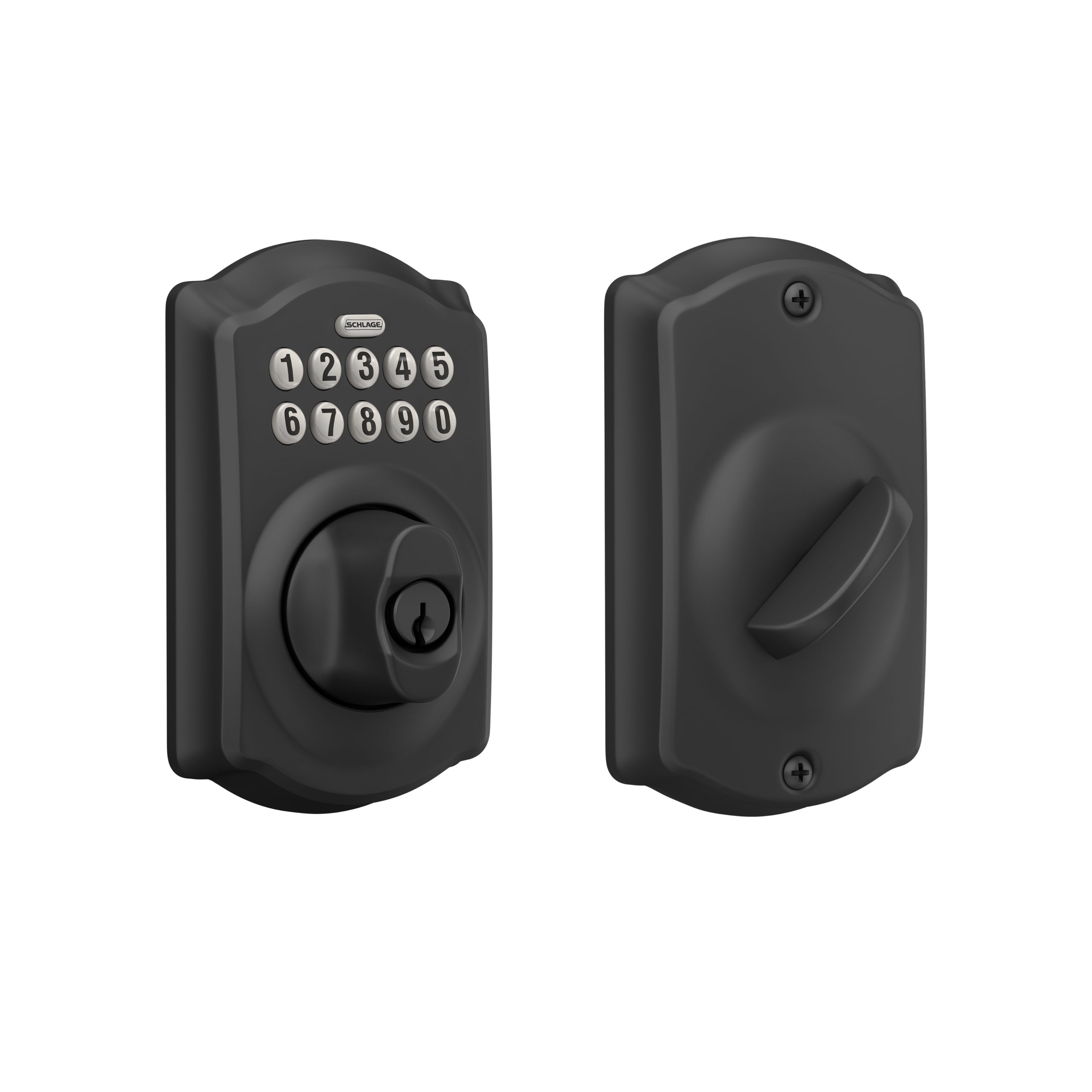 Schlage BE365CAM622 Camelot Electronic Keypad Deadbolt C Keyway, Matte Black Finish