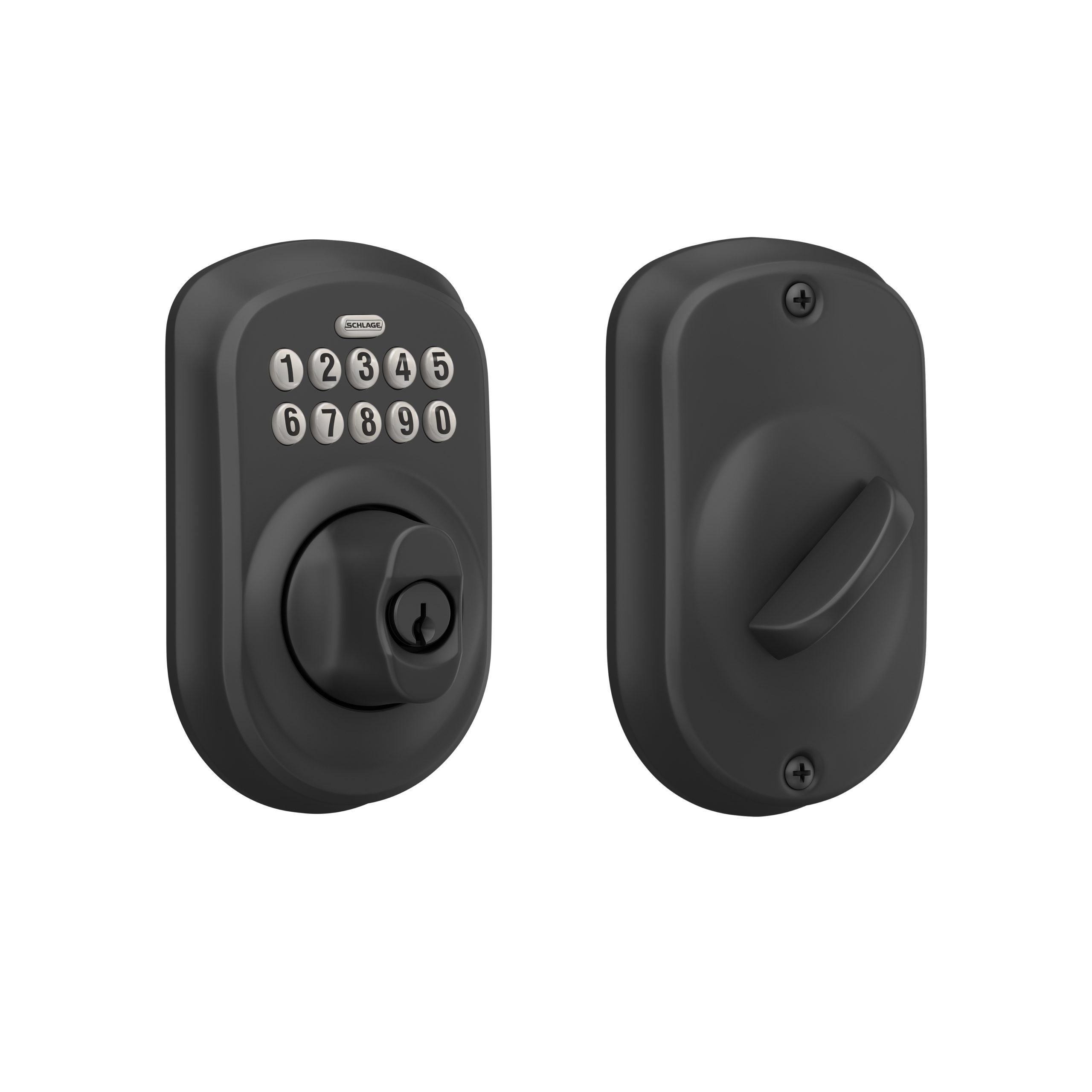 Schlage BE365PLY622 Plymouth Electronic Keypad Deadbolt C Keyway, Matte Black Finish