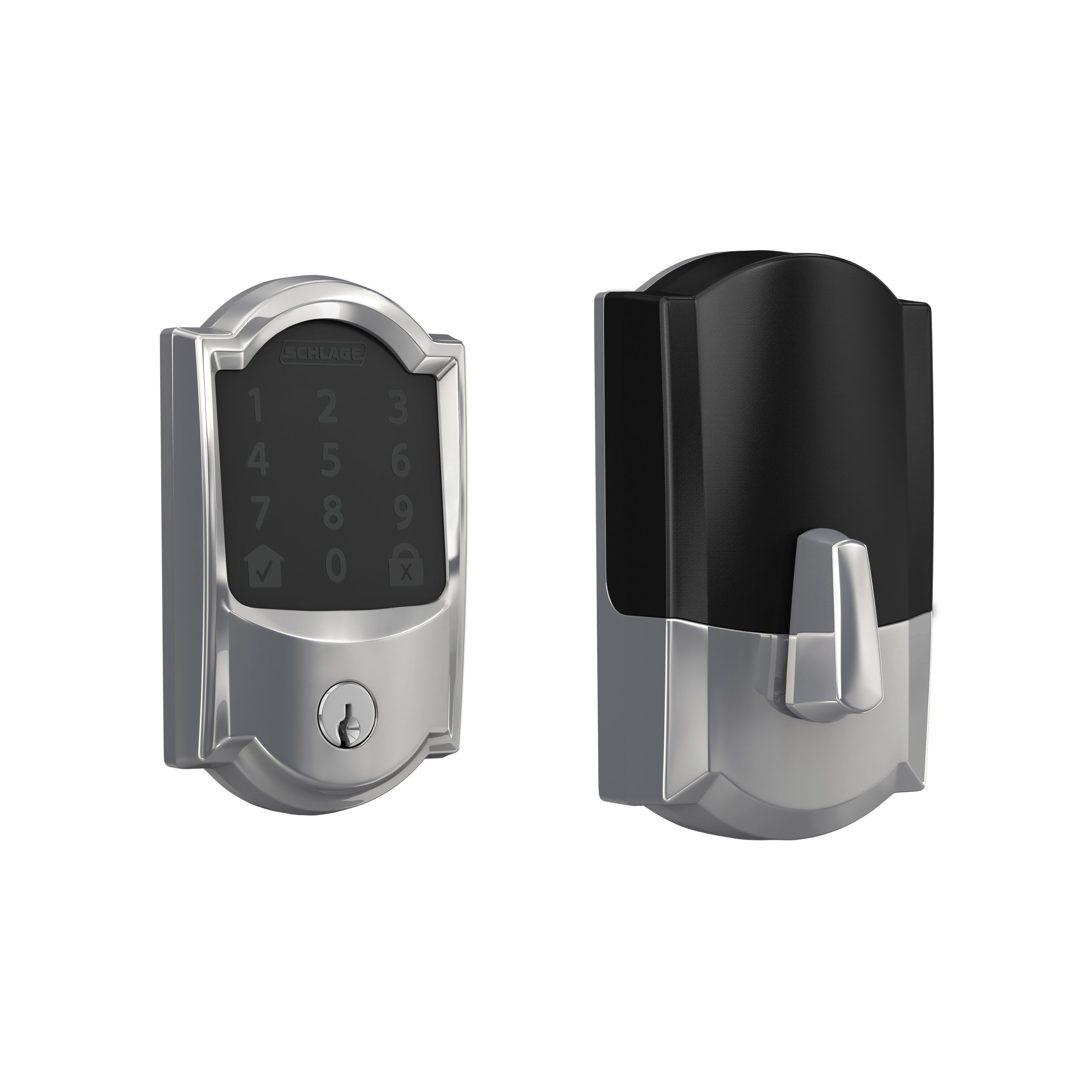 Schlage BE489WBCCAM625 Camelot Encode Smart WiFi Deadbolt with 12351 Latch, Bright Chrome Finish