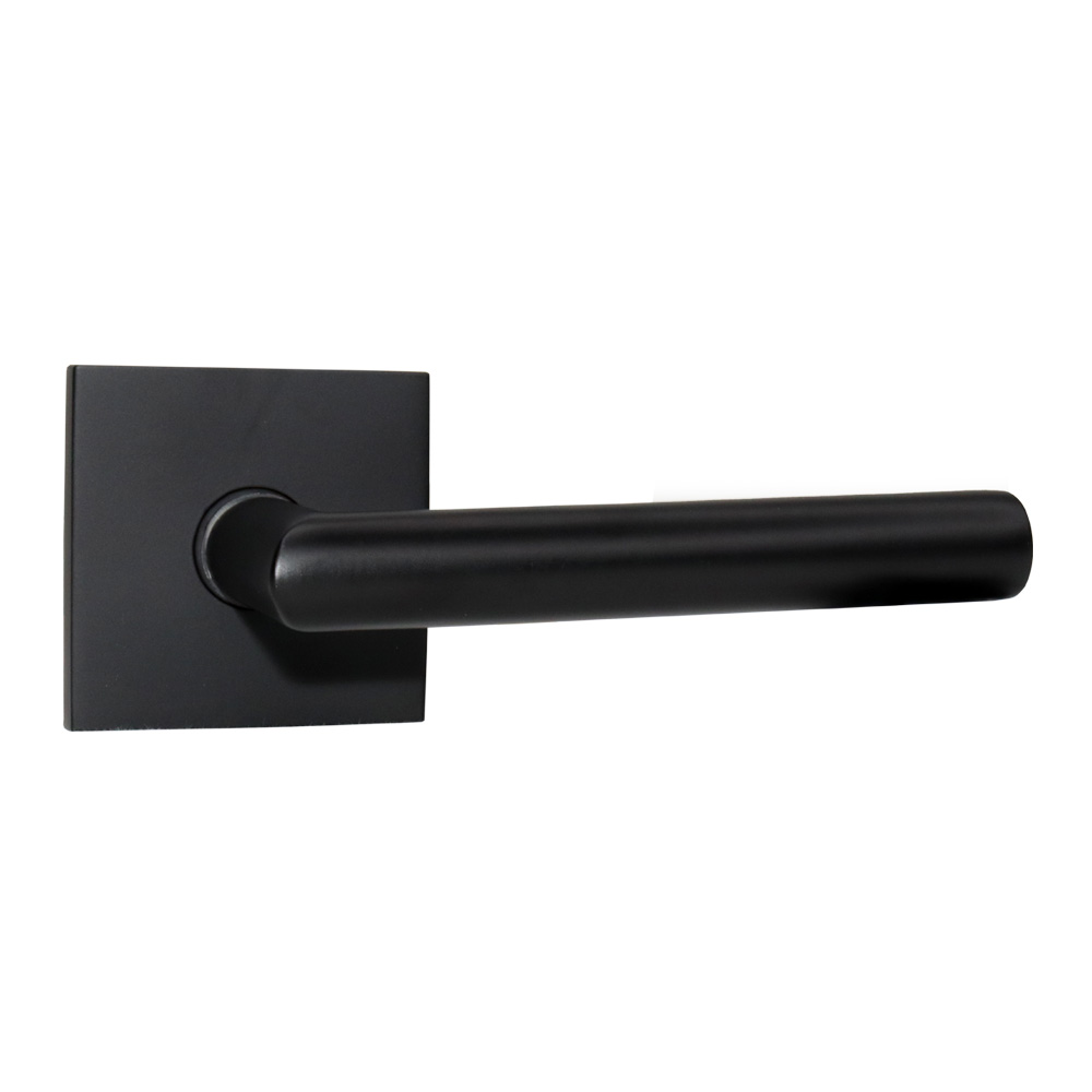 Emtek C5110STUUS19 Stuttgart Passage Lever, 2-3/8″ Backset, Square Rose, Flat Black Finish
