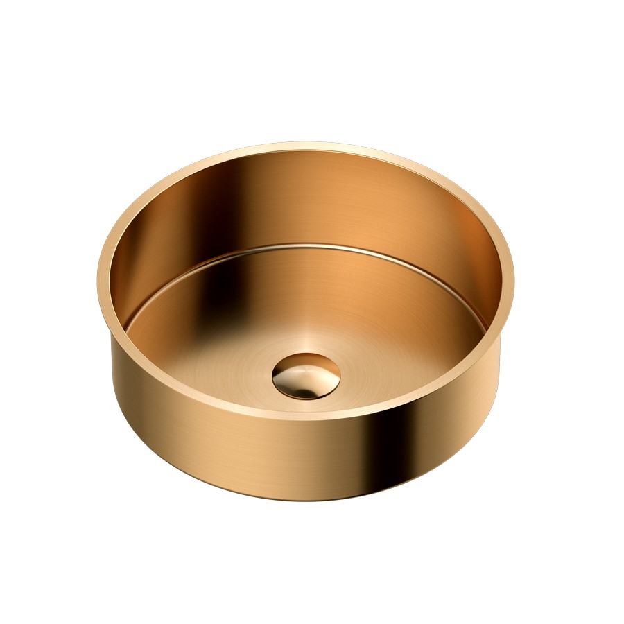 15-3/4″ Cinox Stainless Steel Round Undermount Vanity Sink Brushed Copper Karran CCU100BC