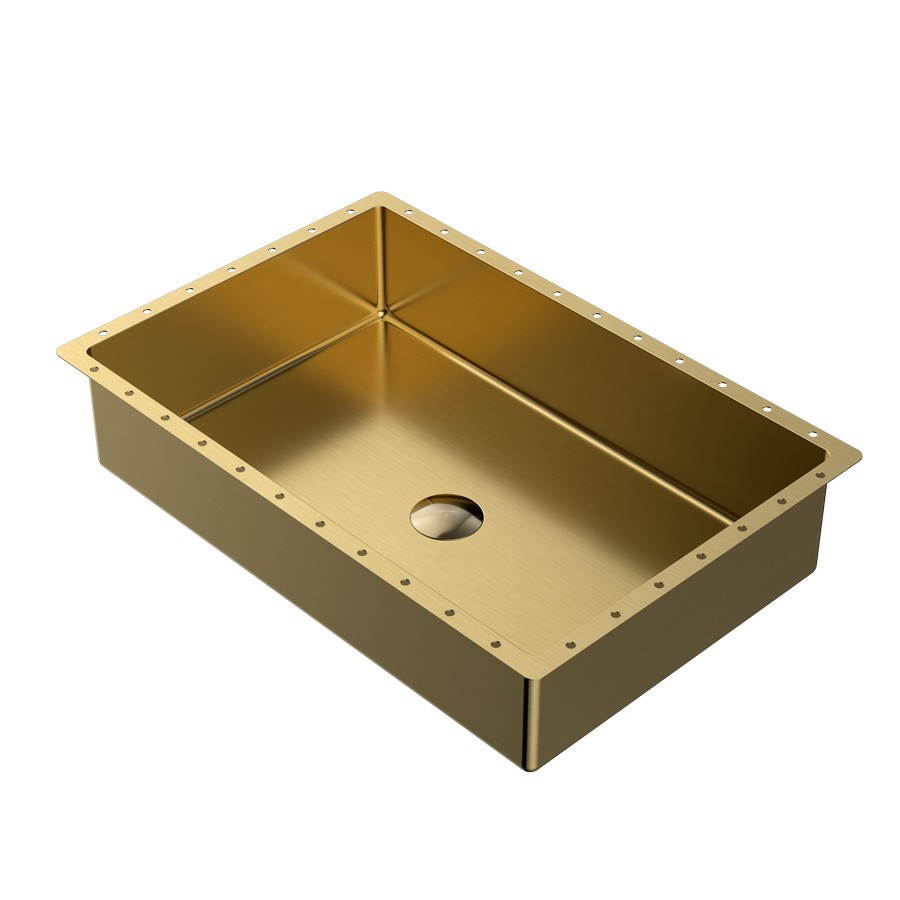 21-5/8″ Cinox Stainless Steel Rectangular Undermount Vanity Sink Gold Karran CCU300G