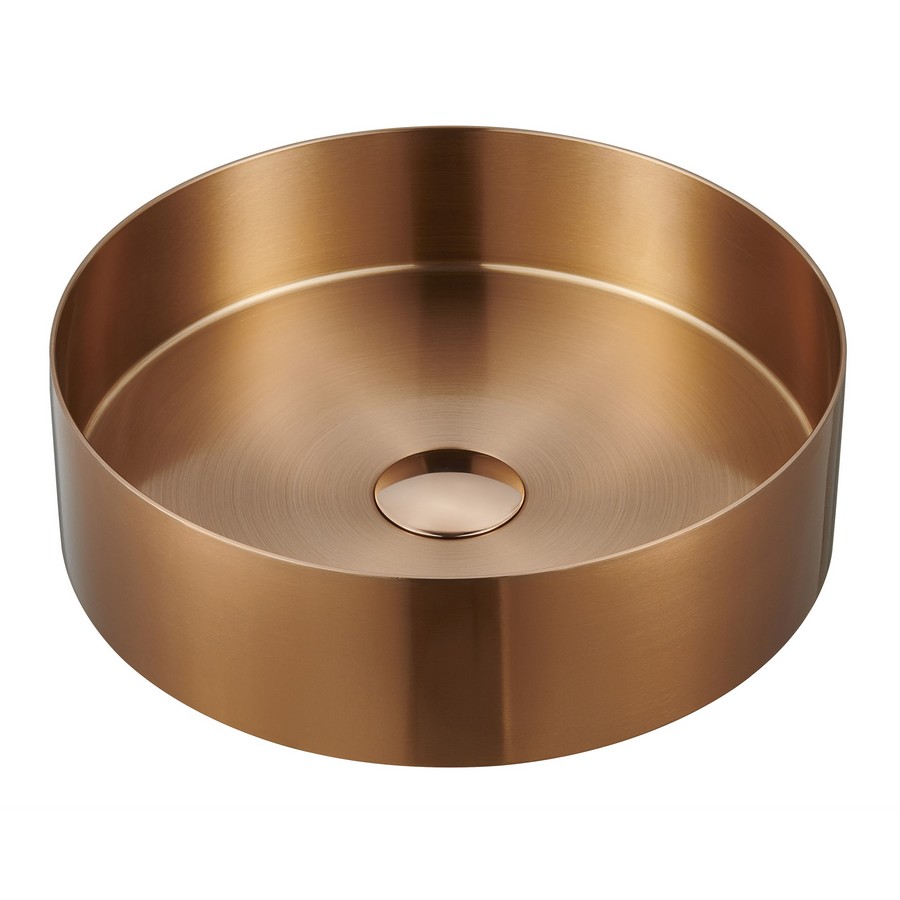 14-1/4″ Cinox Stainless Steel Round Vessel Vanity Sink Brushed Copper Karran CCV200BC