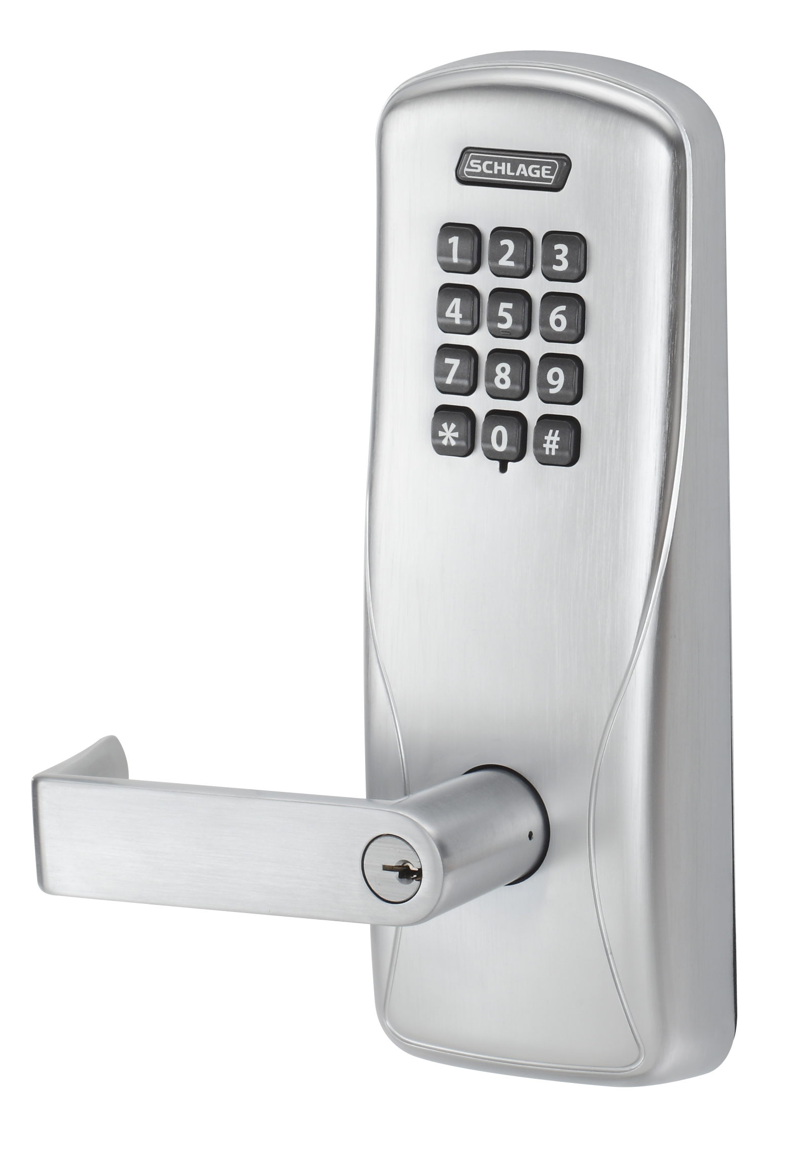 Schlage CO100CY70KPRHO626J Rhodes Lever Keypad Electronic Lock – Satin Chrome, Classroom/Storeroom