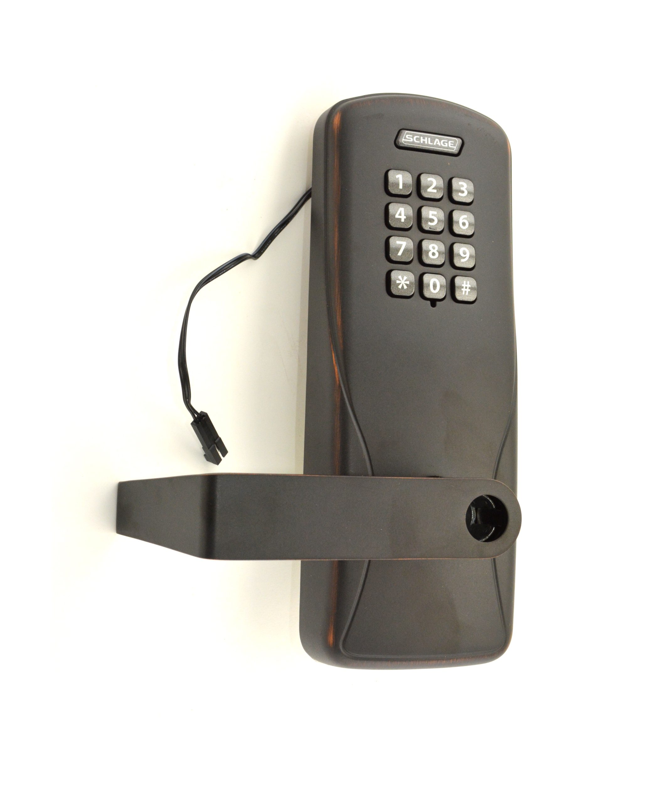 Schlage CO100CY70KPRHO643E Keypad Programmable Electronic Lock – Rhodes Lever, Aged Bronze Finish