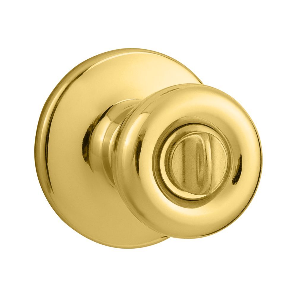Kwikset CP300T-3 Tylo Knob Privacy Lock Set with 6AL Latch RCS Strike, Bright Brass Finish