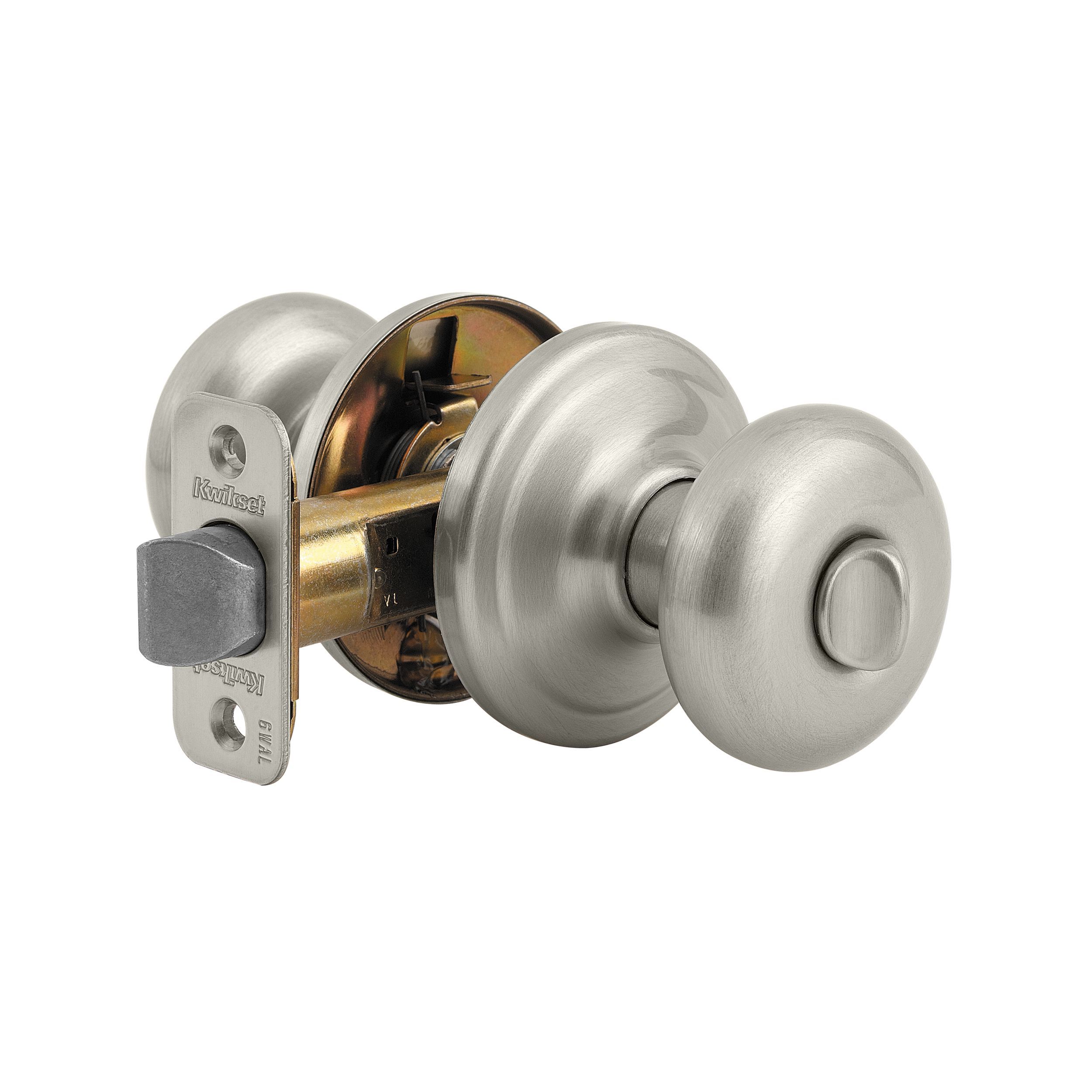 Kwikset CP730J-15 Juno Knob Privacy Lock with RCAL Latch, RCS Strike, Satin Nickel Finish
