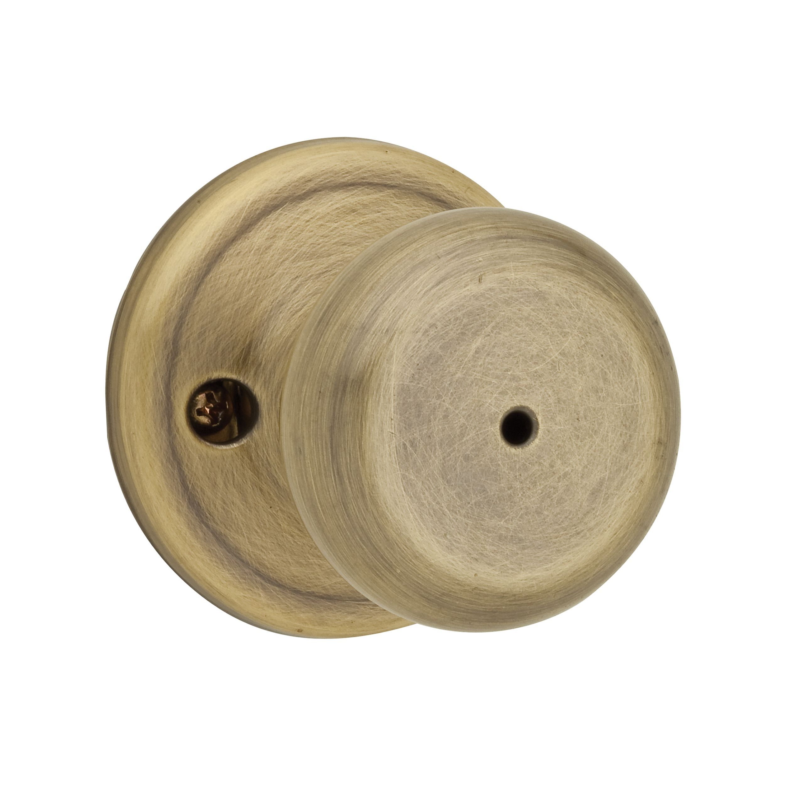Kwikset CP730J-5 Juno Privacy Knob Lock Set with RCAL Latch RCS Strike, Antique Brass