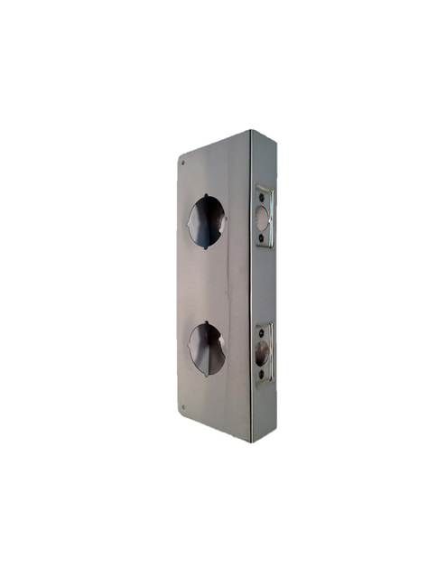 Don-Jo CW258S Classic Wrap-Around Double Lockset, 2-1/8″ Holes, 5-1/2″ Center, SS Finish