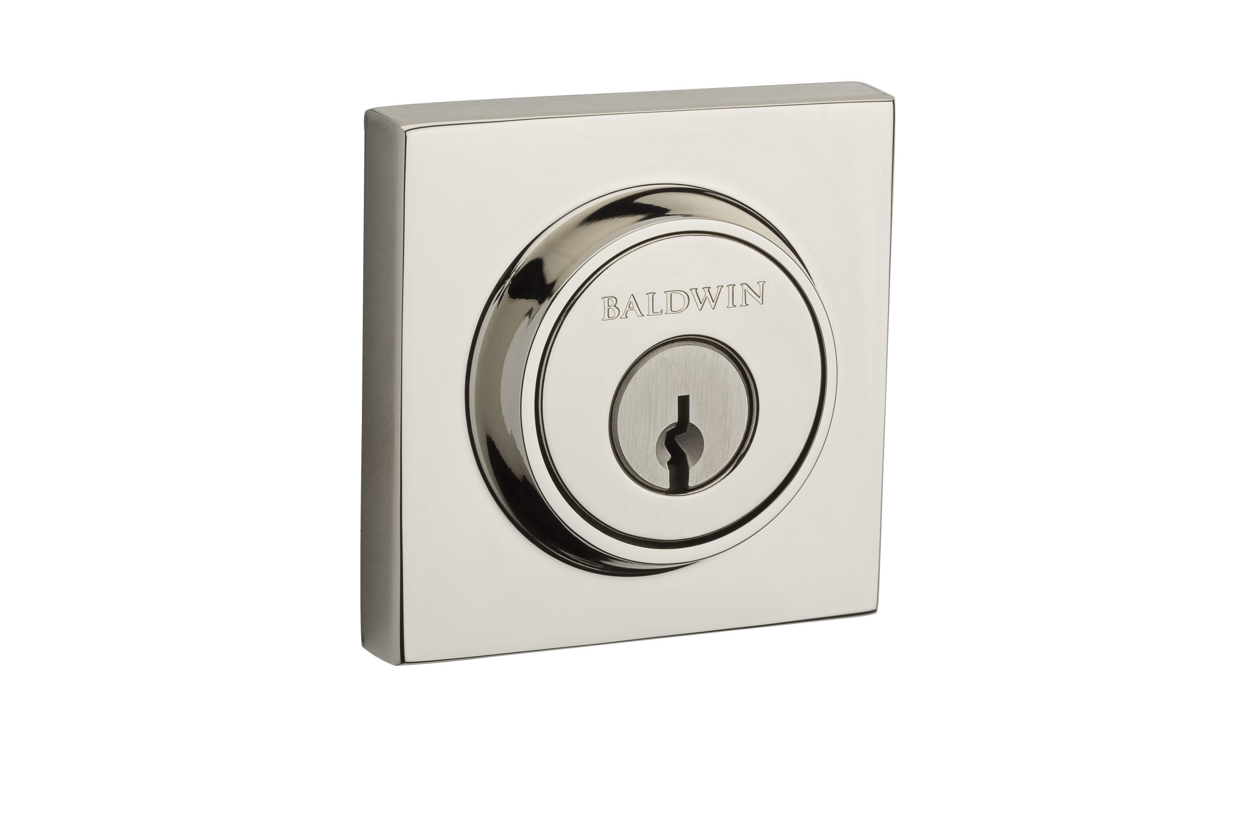 Baldwin DCCSD055 Contemporary Square Double Cylinder Deadbolt, Bright Nickel Finish