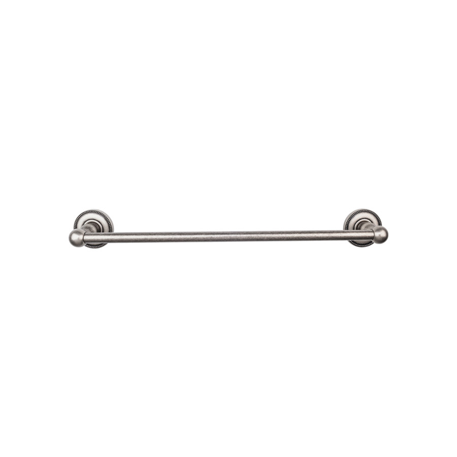 Edwardian Bath Single Towel Bar 30″ Center to Center with Beaded Backplate Antique Pewter Top Knobs ED10APA