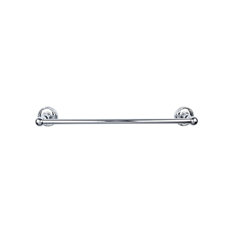 Edwardian Bath Single Towel Bar 30″ Center to Center with Ribbon Backplate Polished Chrome Top Knobs ED10PCE