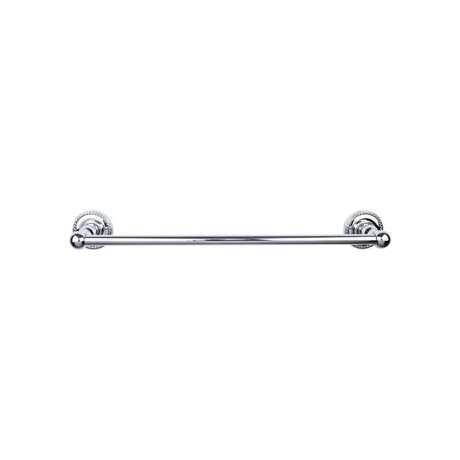 Edwardian Bath Single Towel Bar 30″ Center to Center with Rope Backplate Polished Chrome Top Knobs ED10PCF
