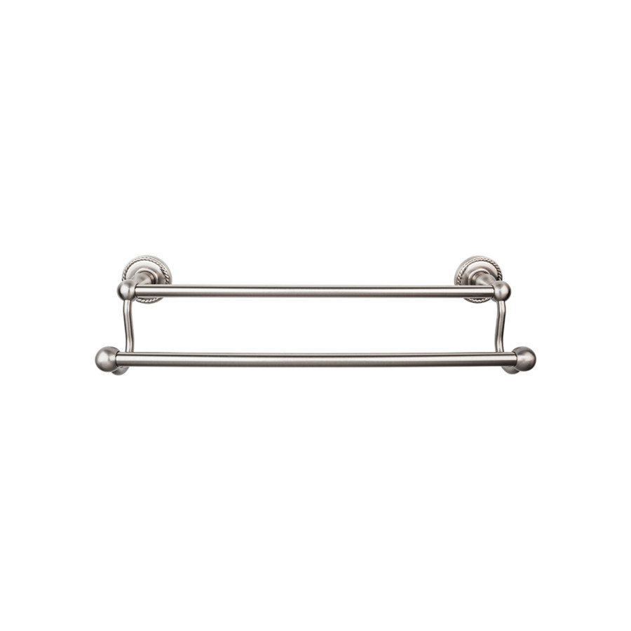 Edwardian Bath Double Towel Bar 30″ Center to Center with Rope Backplate Brushed Satin Nickel Top Knobs ED11BSNF