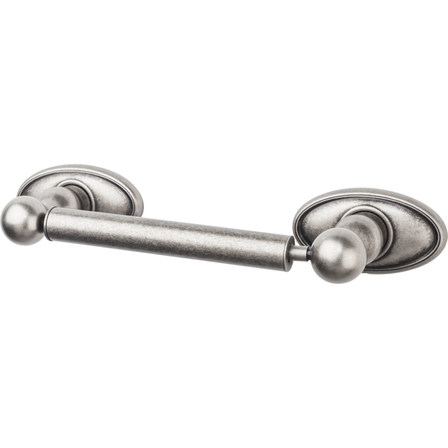 Edwardian Bath Tissue Holder 9-3/8″ Long with Oval Backplate Antique Pewter Top Knobs ED3APC