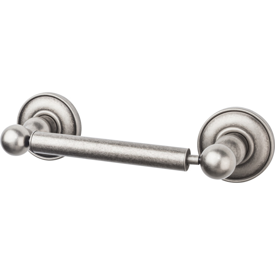 Edwardian Bath Tissue Holder 9-3/8″ Long with Plain Backplate Antique Pewter Top Knobs ED3APD
