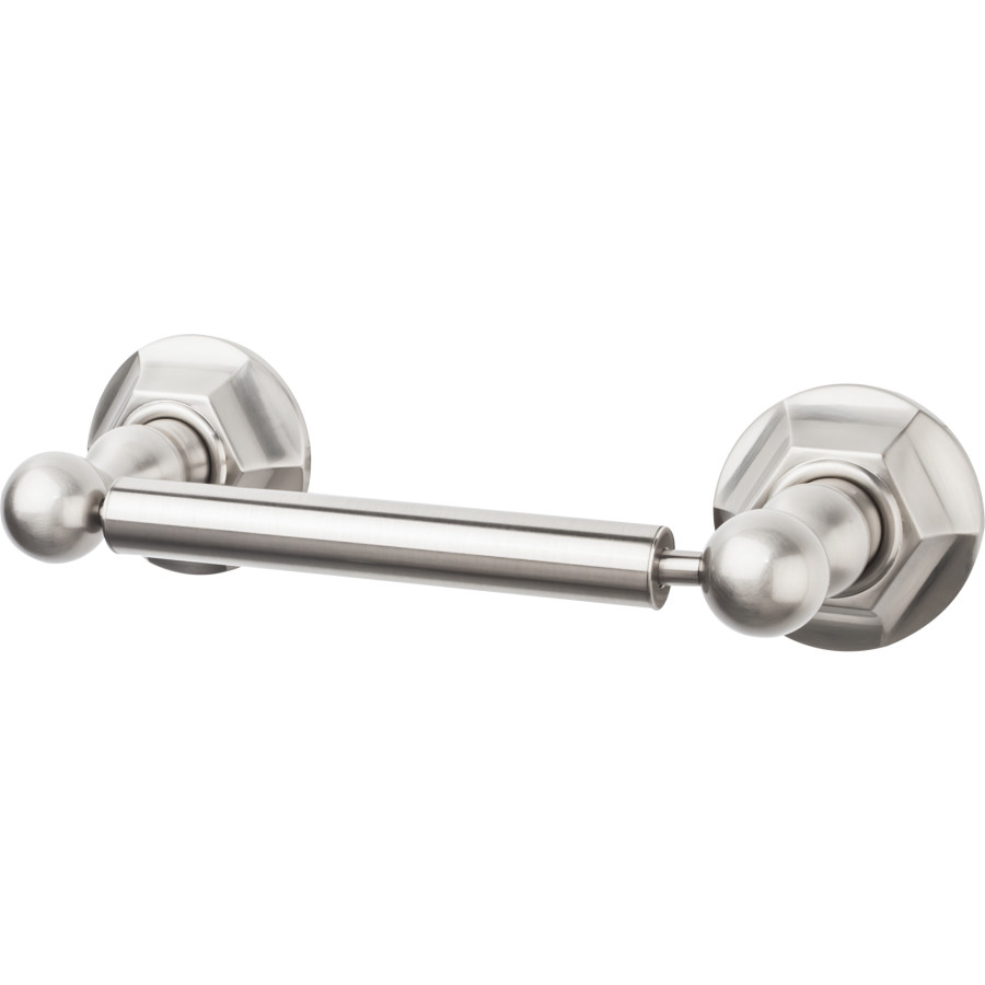 Edwardian Bath Tissue Holder 9-3/8″ Long with Hex Backplate Brushed Satin Nickel Top Knobs ED3BSNB