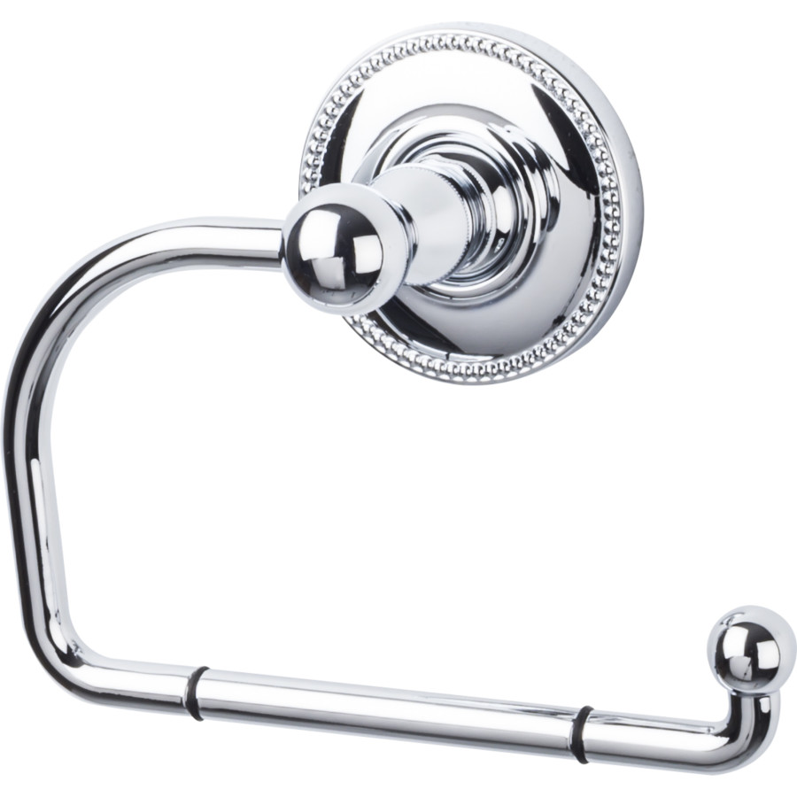 Edwardian Bath Tissue Hook 4-3/8″ Long with Beaded Backplate Polished Chrome Top Knobs ED4PCA