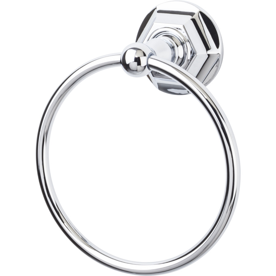 Edwardian Bath Ring 7″ Long with Hex Backplate Polished Chrome Top Knobs ED5PCB