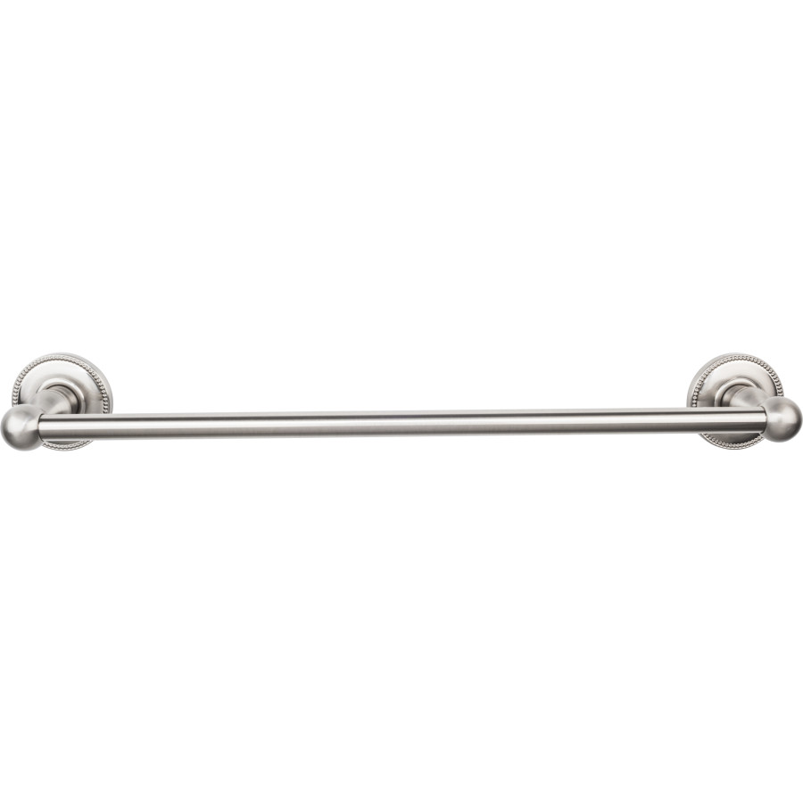 Edwardian Bath Single Towel Bar 18″ Center to Center with Beaded Backplate Brushed Satin Nickel Top Knobs ED6BSNA