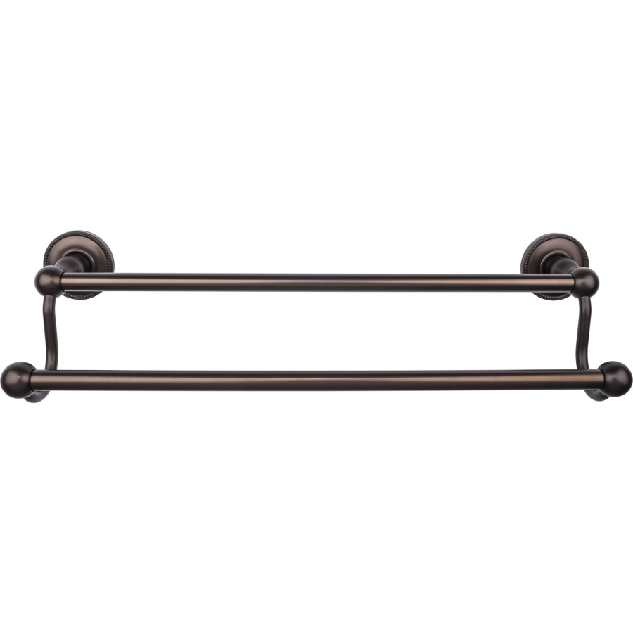 Edwardian Bath Double Towel Bar 18″ Center to Center with Beaded Backplate Oil Rubbed Bronze Top Knobs ED7ORBA