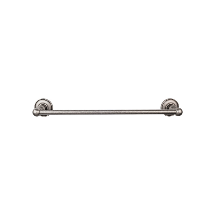 Edwardian Bath Single Towel Bar 24″ Center to Center with Plain Backplate Antique Pewter Top Knobs ED8APD