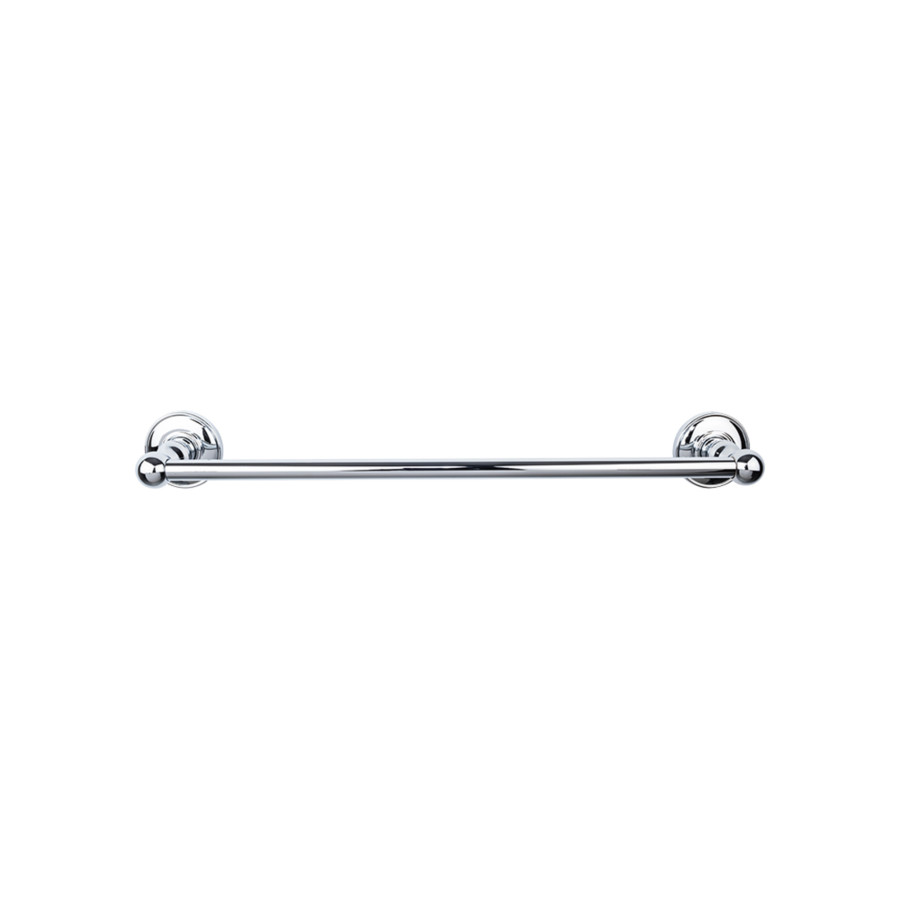 Edwardian Bath Single Towel Bar 24″ Center to Center with Plain Backplate Polished Chrome Top Knobs ED8PCD