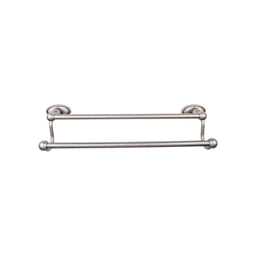 Edwardian Bath Double Towel Bar 24″ Center to Center with Oval Backplate Antique Pewter Top Knobs ED9APC