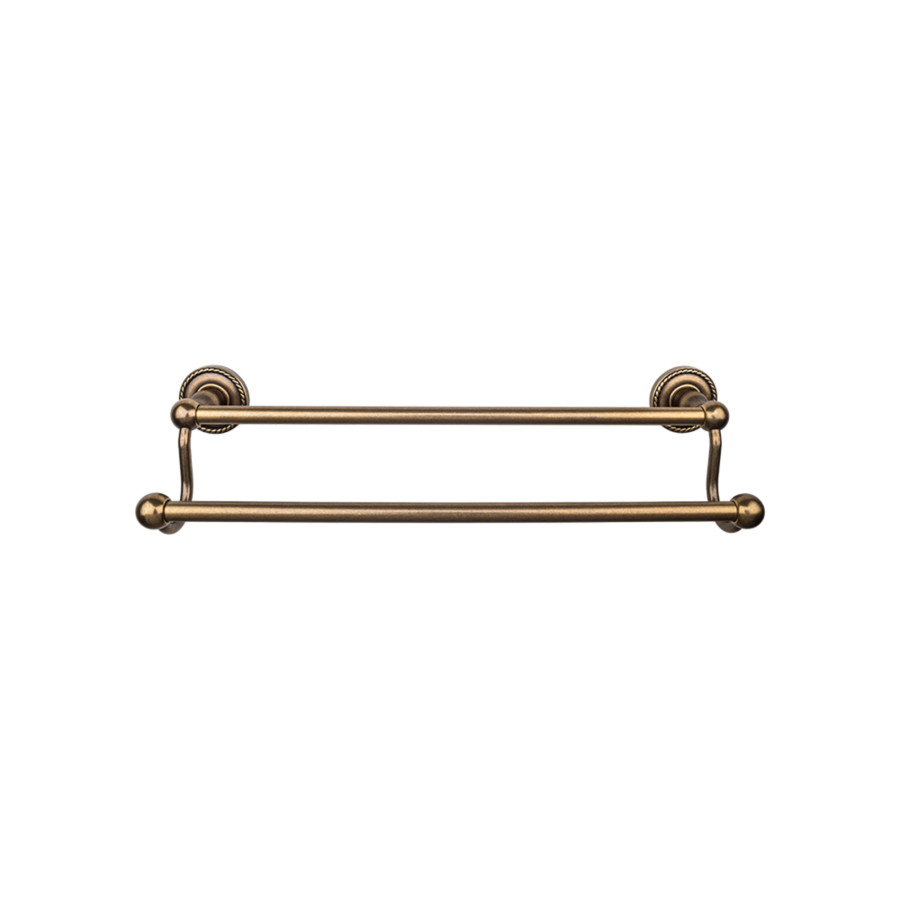 Edwardian Bath Double Towel Bar 24″ Center to Center with Rope Backplate German Bronze Top Knobs ED9GBZF