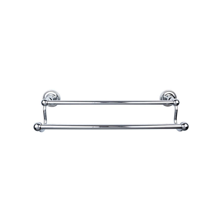 Edwardian Bath Double Towel Bar 24″ Center to Center with Rope Backplate Polished Chrome Top Knobs ED9PCF