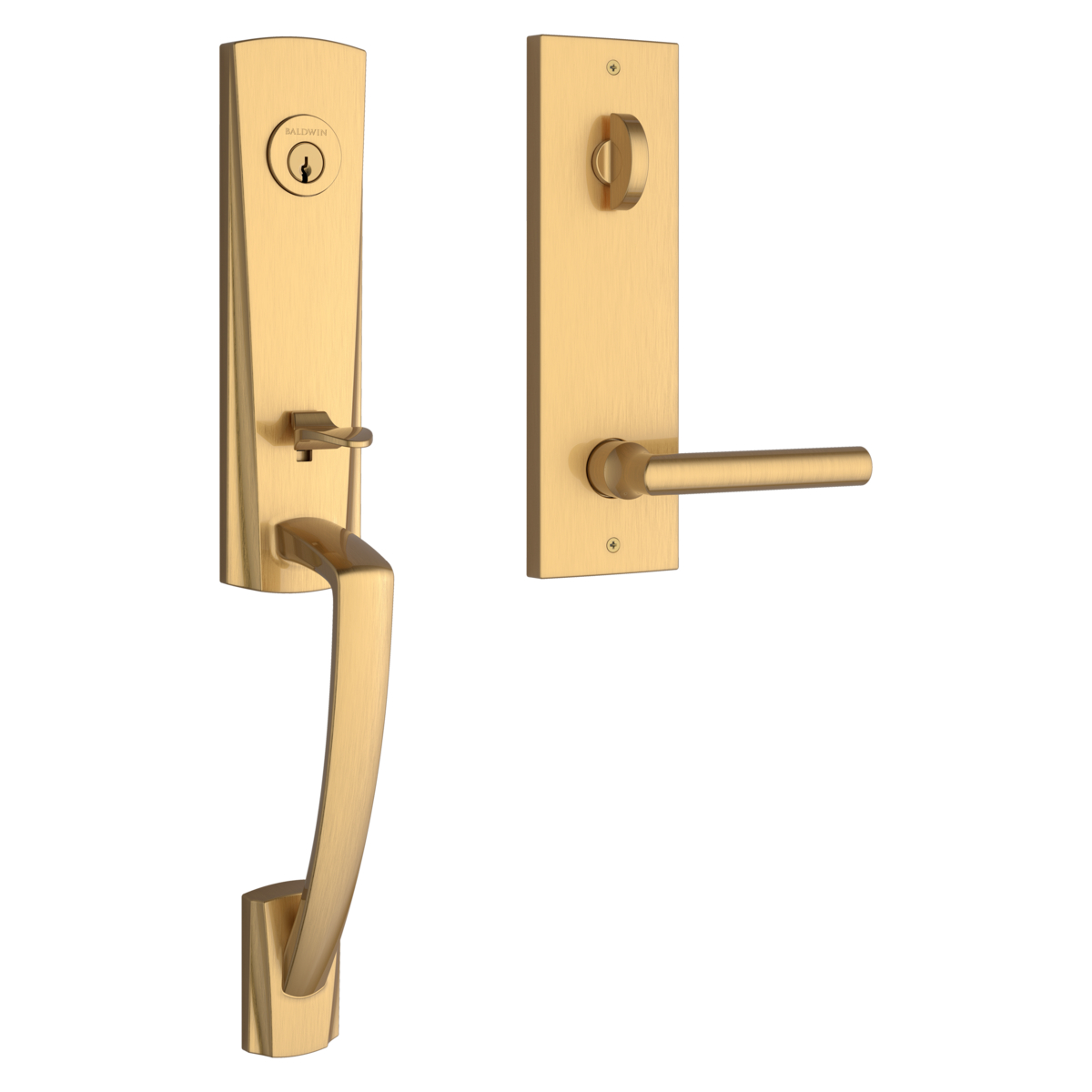 Baldwin EEMIAXTUBCQE044 Emergency Egress Miami Handleset, Tube Lever, Satin Brass Finish