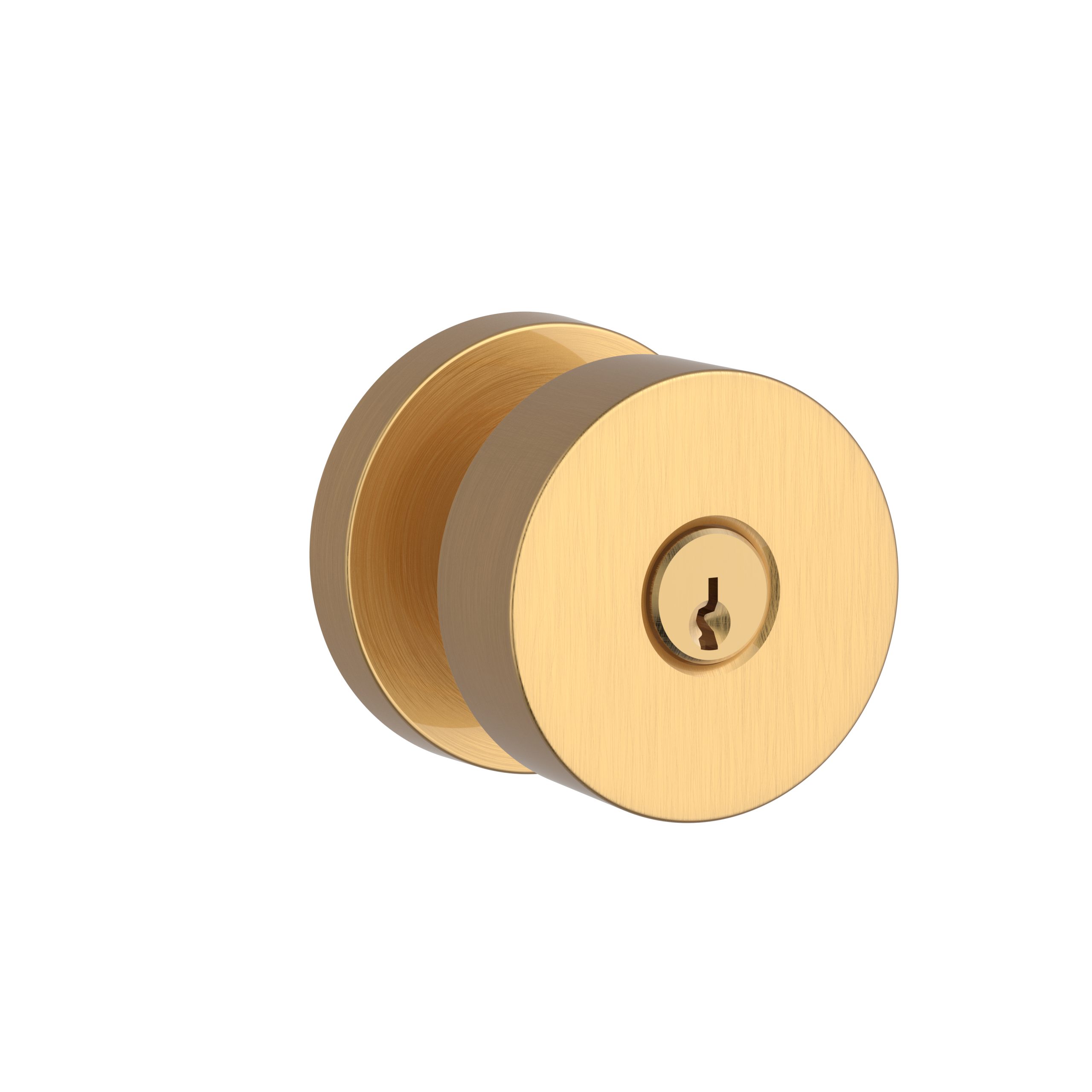 Baldwin ENCONCRR044 Contemporary Knob Round Rose Set with 6AL Latch, Satin Brass Finish