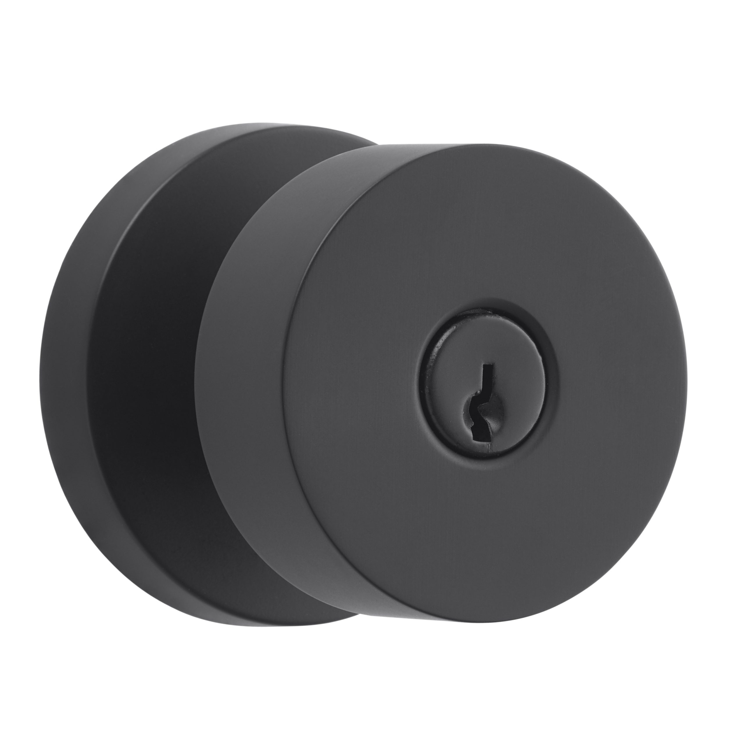 Baldwin ENCONCRR190 Contemporary Satin Black Entry Knob Round Rose with 6AL Latch Dual Strike