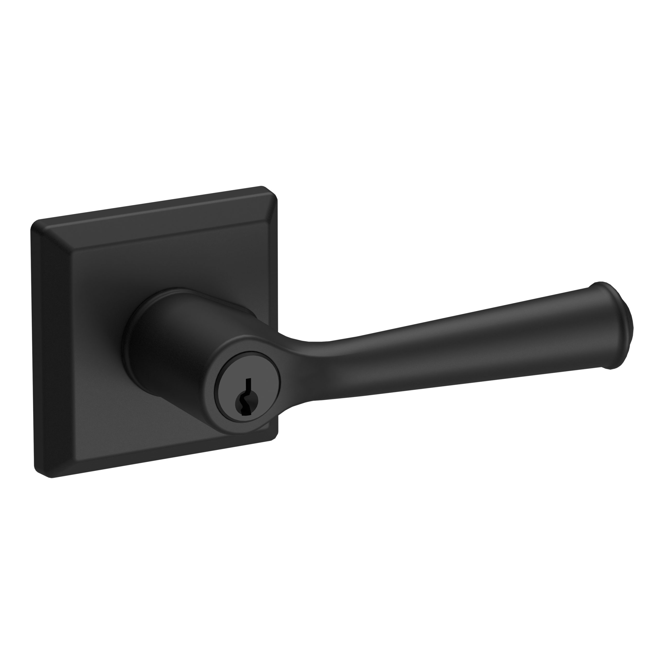 Baldwin ENFEDTSR190 Federal Lever with Square Rose, 6AL Latch Dual Strike, Satin Black Finish