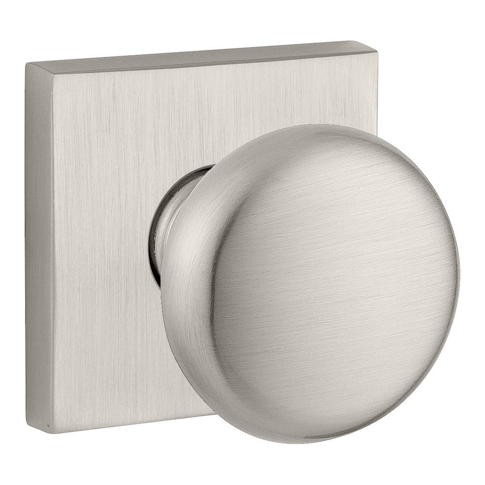 Baldwin ENROUCSR150 Round Entry Knob with Square Rose, 6AL Latch, Dual Strike, Satin Nickel