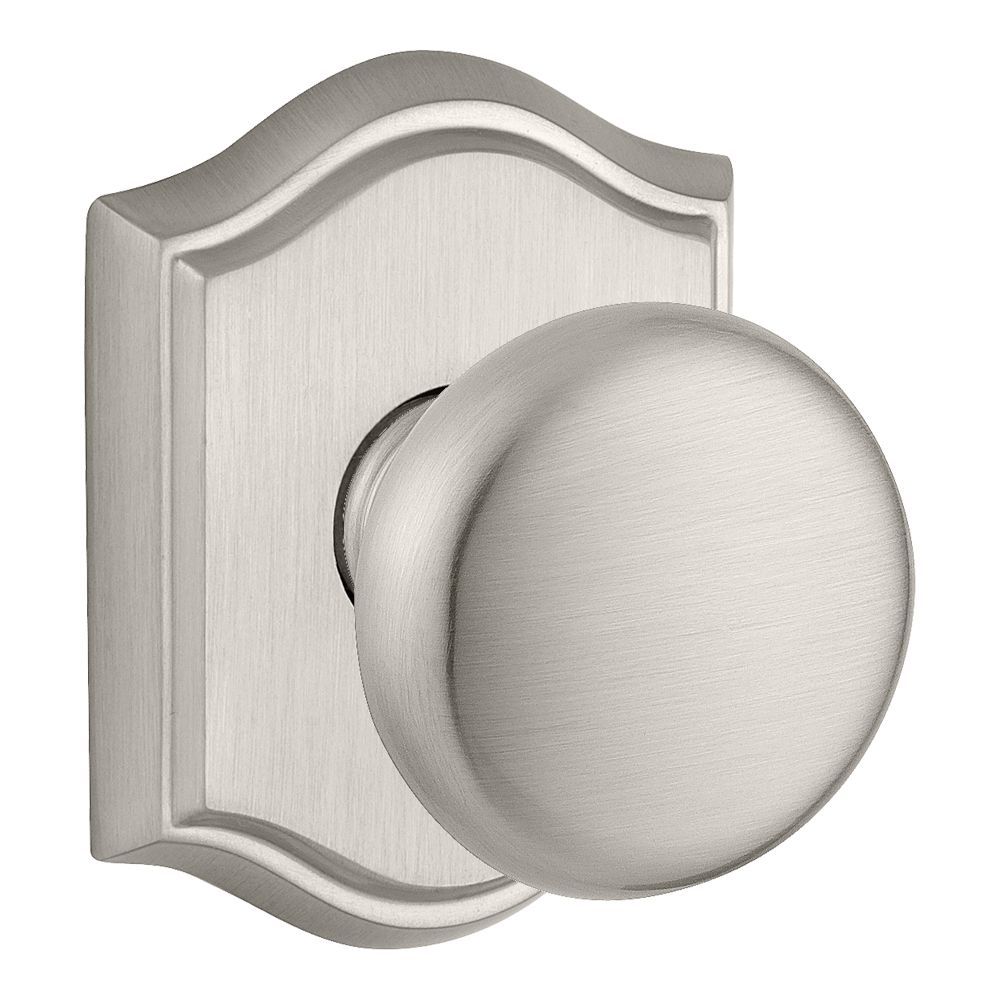 Baldwin ENROUTAR150 Round Entry Knob with Arch Rose, 6AL Latch, Dual Strike, Satin Nickel