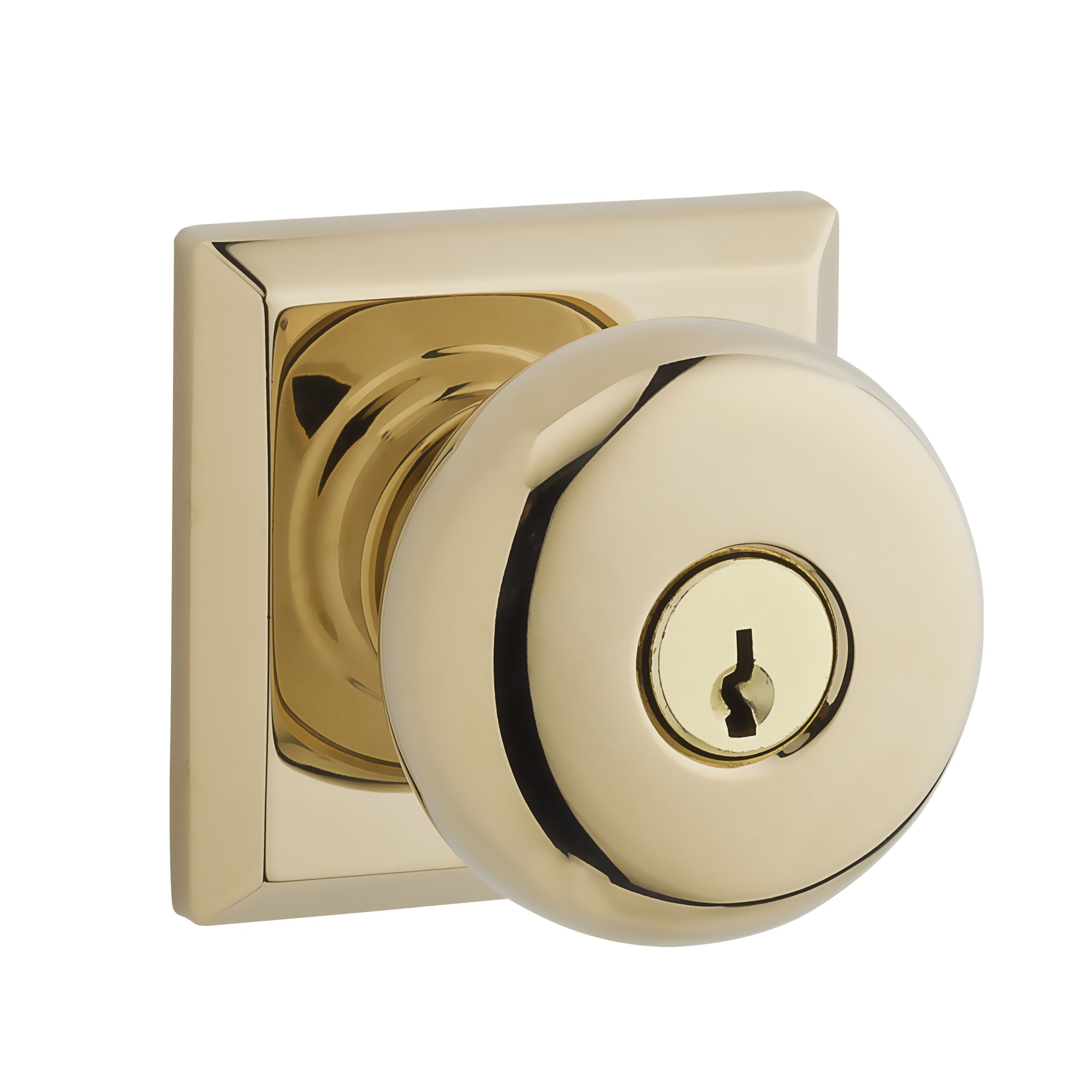 Baldwin ENROUTSR260 Round Entry Knob Square Rose, 6AL Latch, Dual Strike, Bright Chrome Finish