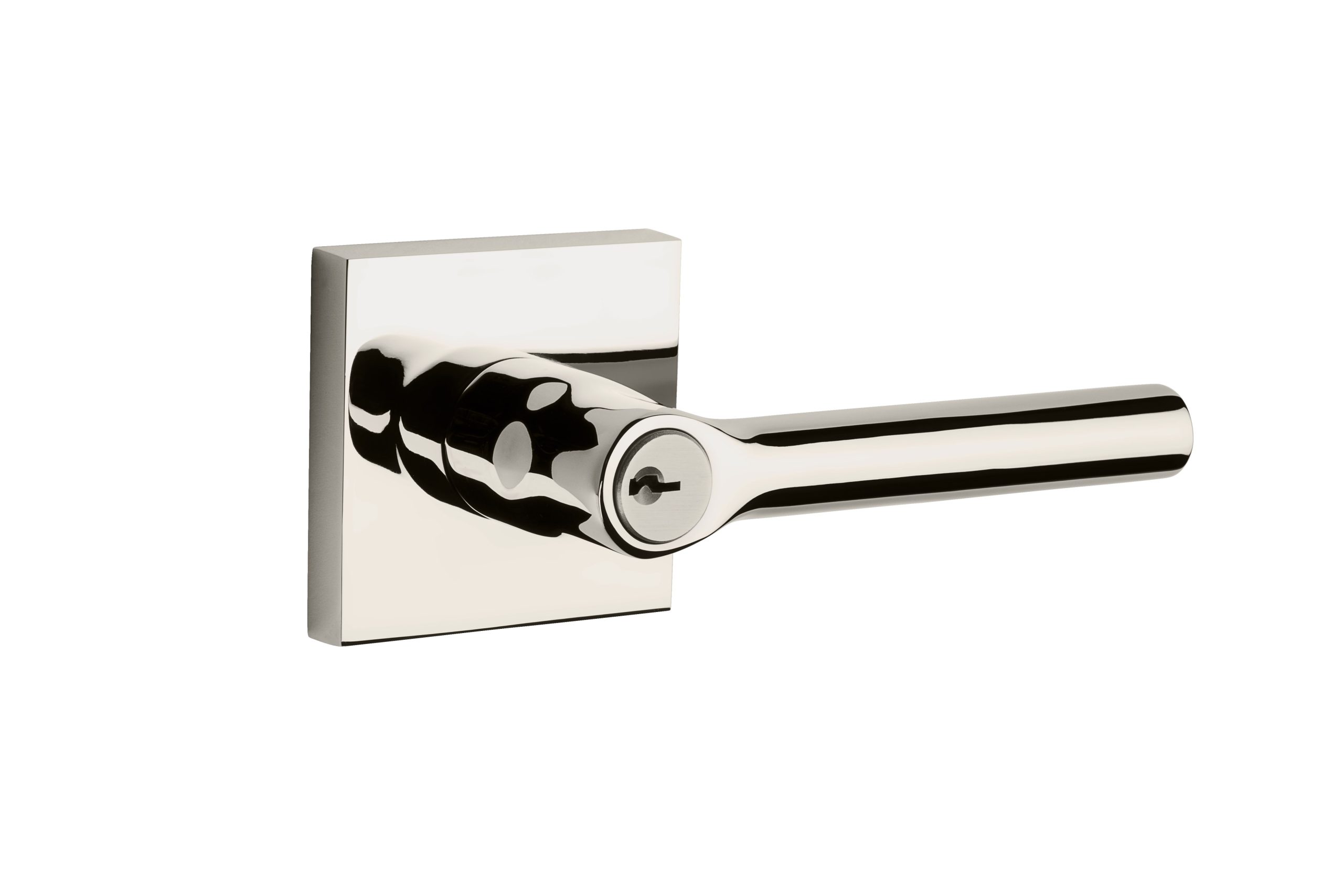 Baldwin ENTUBCSR055 Entry Tube Lever with Square Rose, 6AL Latch, Dual Strike, Bright Nickel Finish