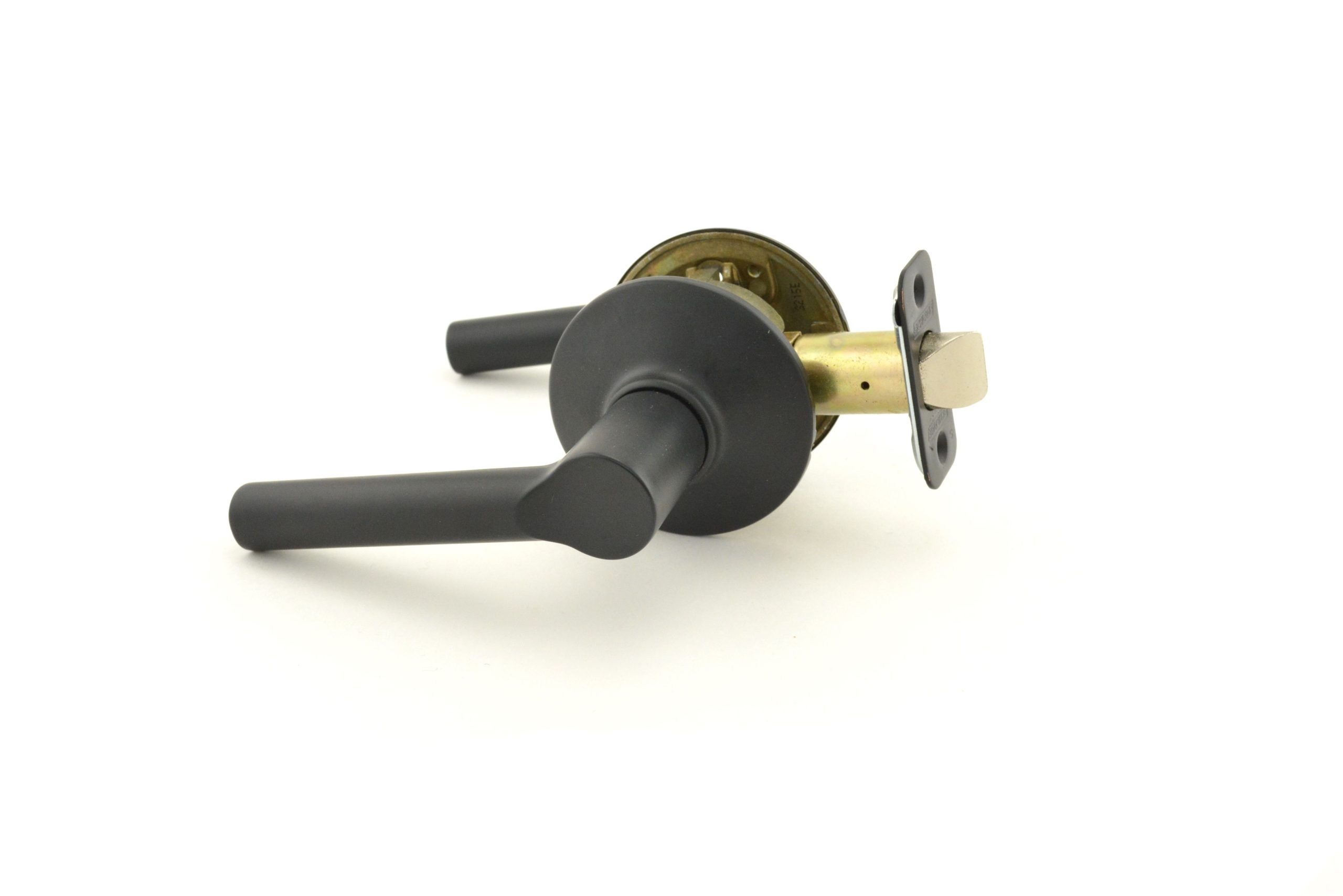 Schlage F10BRW622 Broadway Matte Black Lever Passage Lock with Latch Strike