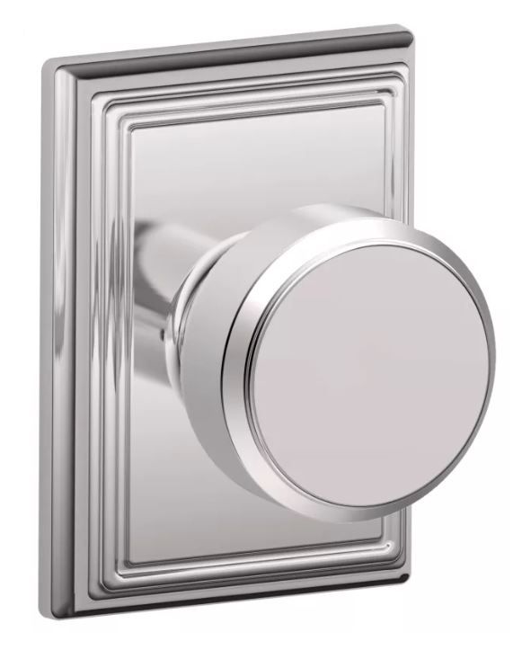 Schlage F10BWE625ADD Bowery Knob with Addison Rose Passage Lock, Bright Chrome Finish