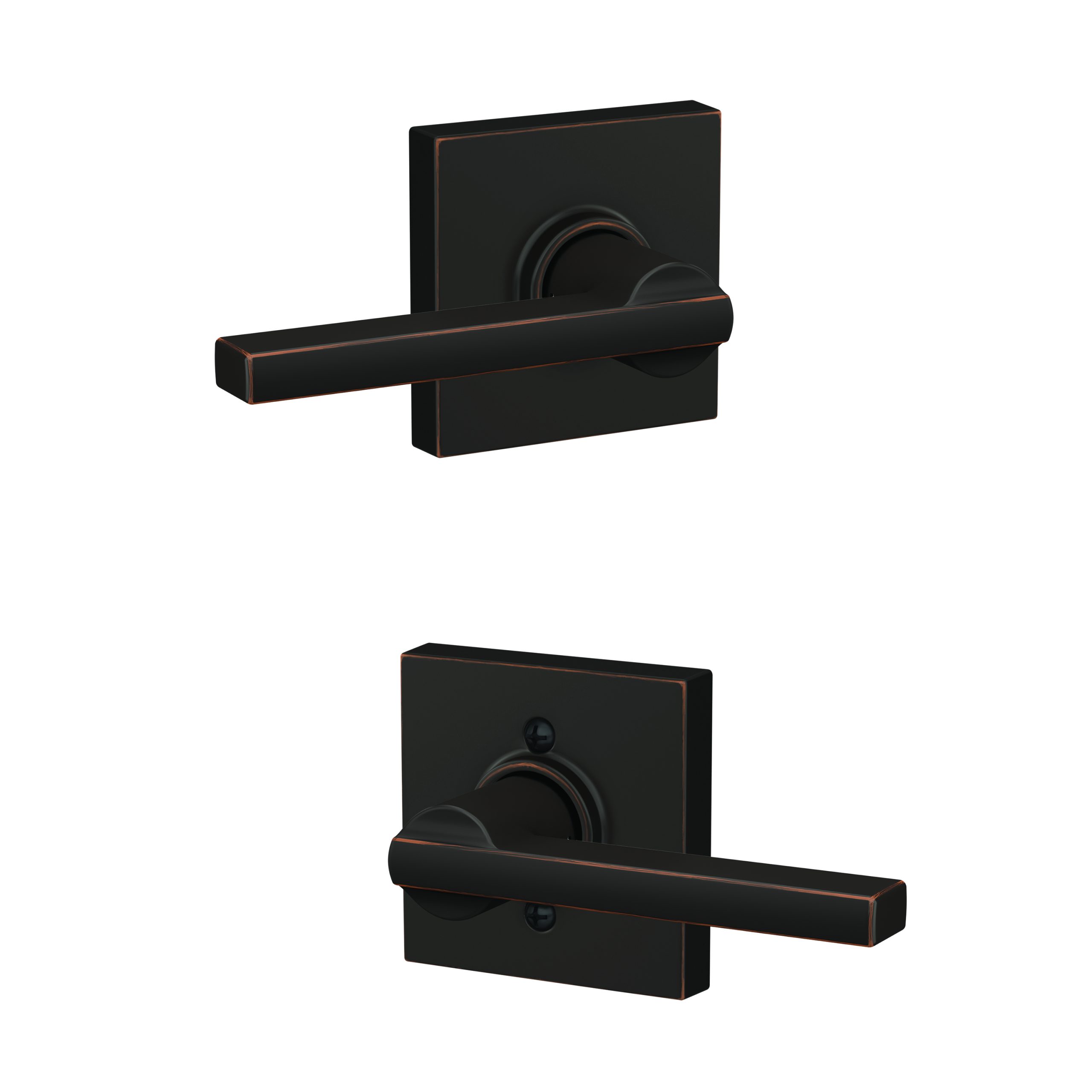 Schlage F10LAT716COL Latitude Lever Passage Lock with Collins Rose, Aged Bronze Finish