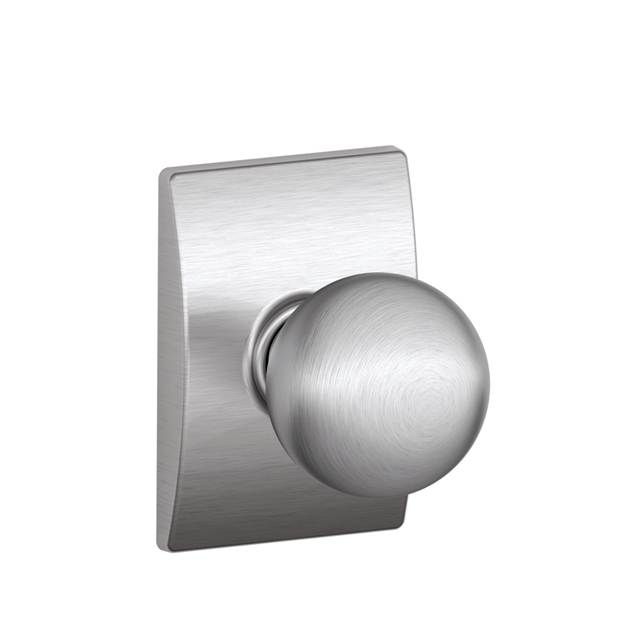 Schlage F10ORB626CEN Orbit Passage Knob with Century Rose, 16080 Latch, Satin Chrome Finish