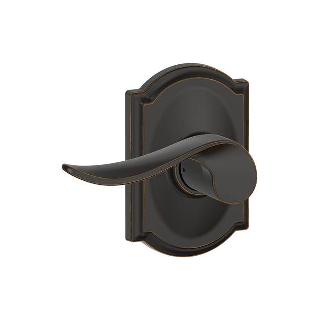 Schlage F10SAC716CAM Sacramento Lever Passage Lock with Camelot Rose, Aged Bronze Finish