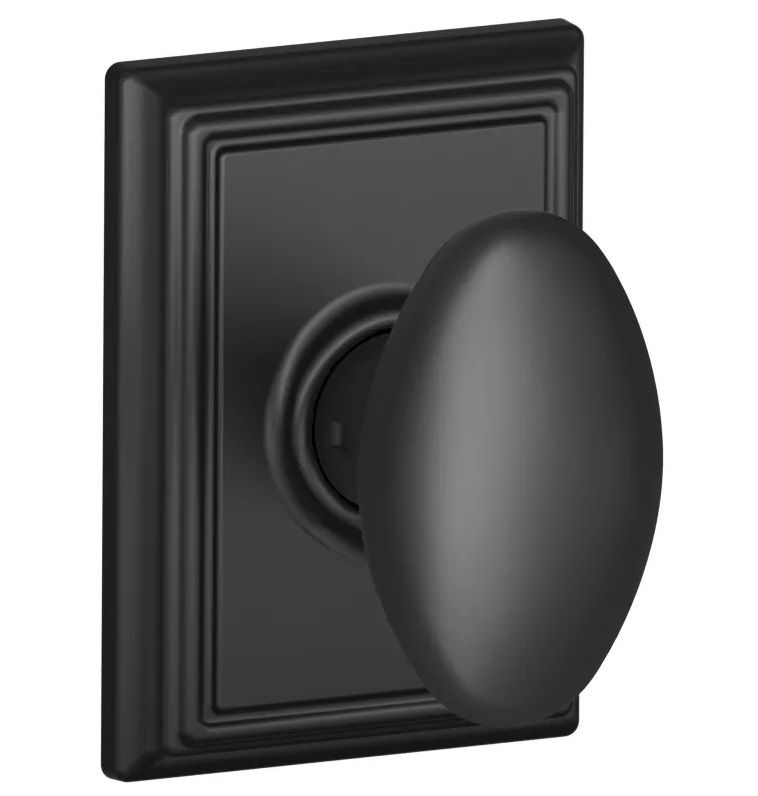 Schlage F10SIE622ADD Siena Passage Knob with Addison Rose, 16080 Latch, Matte Black Finish
